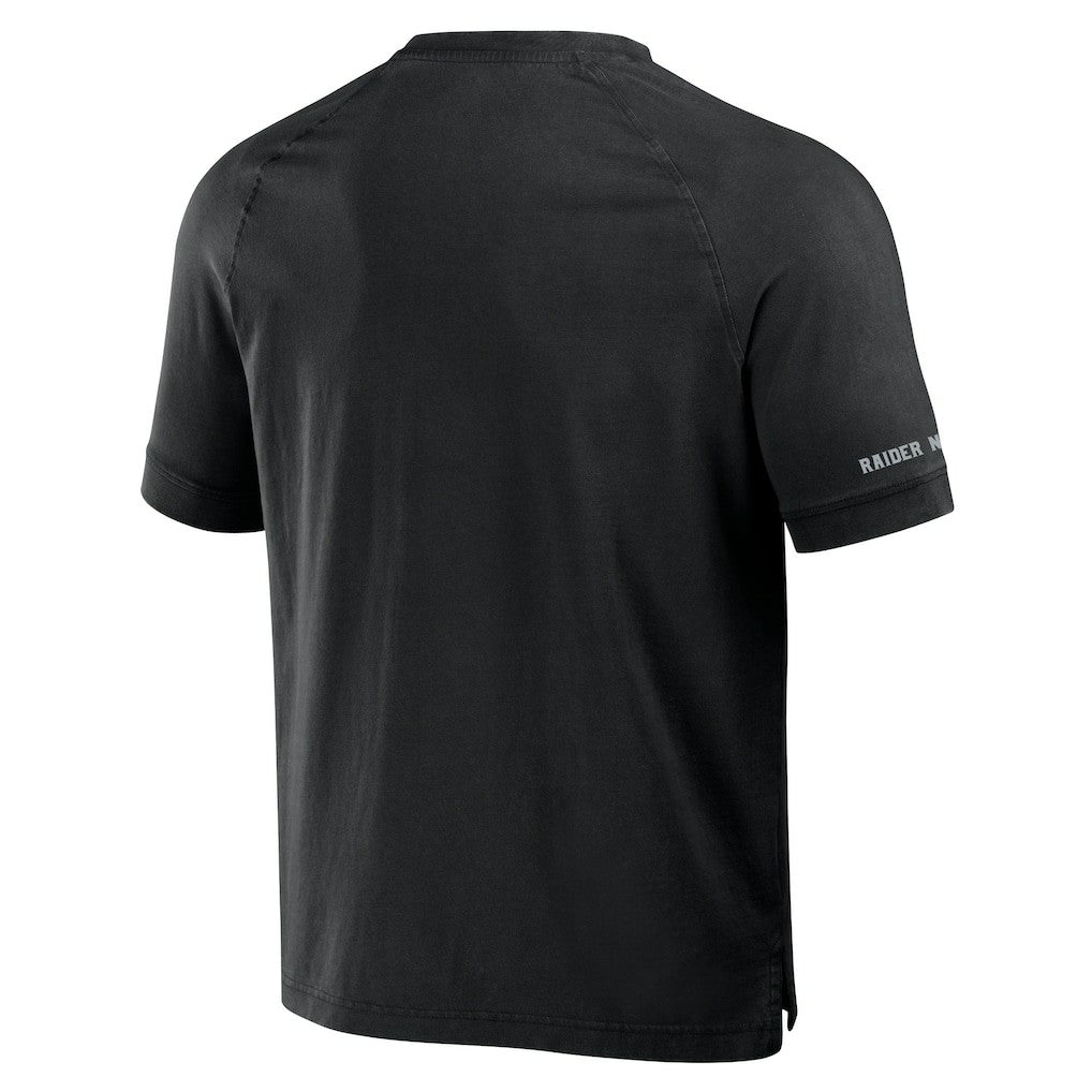 Las Vegas Raiders NFL x Darius Rucker Collection Washed Raglan Henley T-Shirt - Black T-shirts