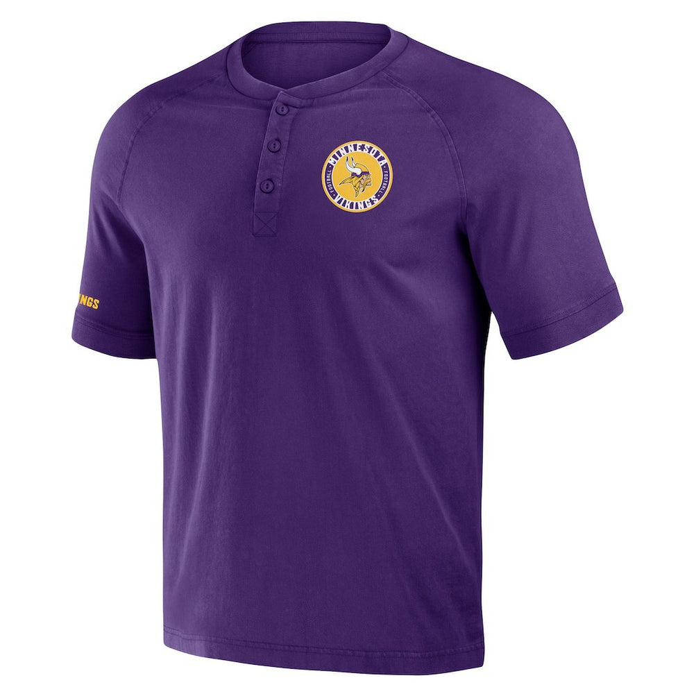 Minnesota Vikings NFL x Darius Rucker Collection Washed Raglan Henley T-Shirt - Purple T-shirts
