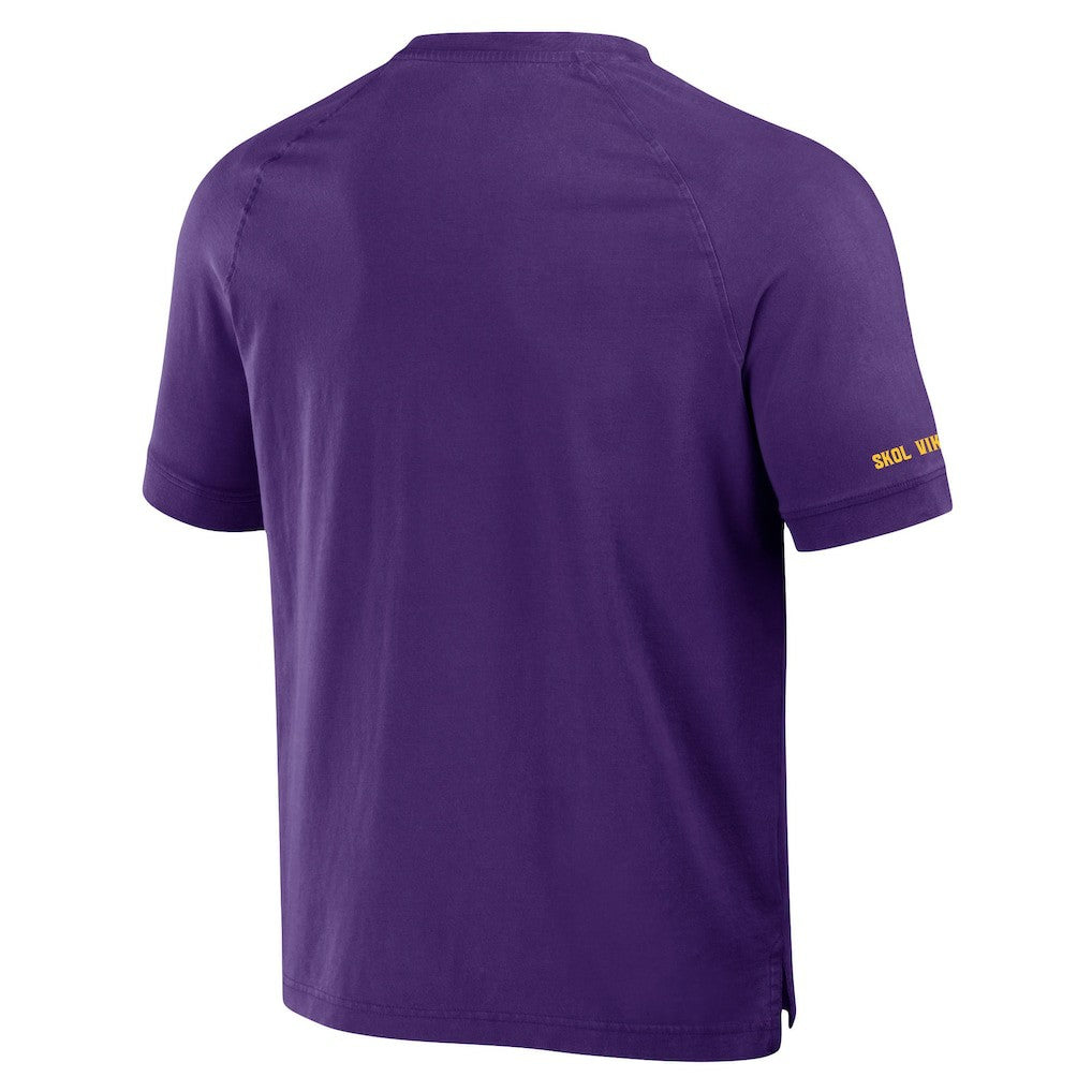 Minnesota Vikings NFL x Darius Rucker Collection Washed Raglan Henley T-Shirt - Purple T-shirts