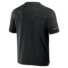 Pittsburgh Steelers NFL x Darius Rucker Collection Washed Raglan Henley T-Shirt - Black T-shirts