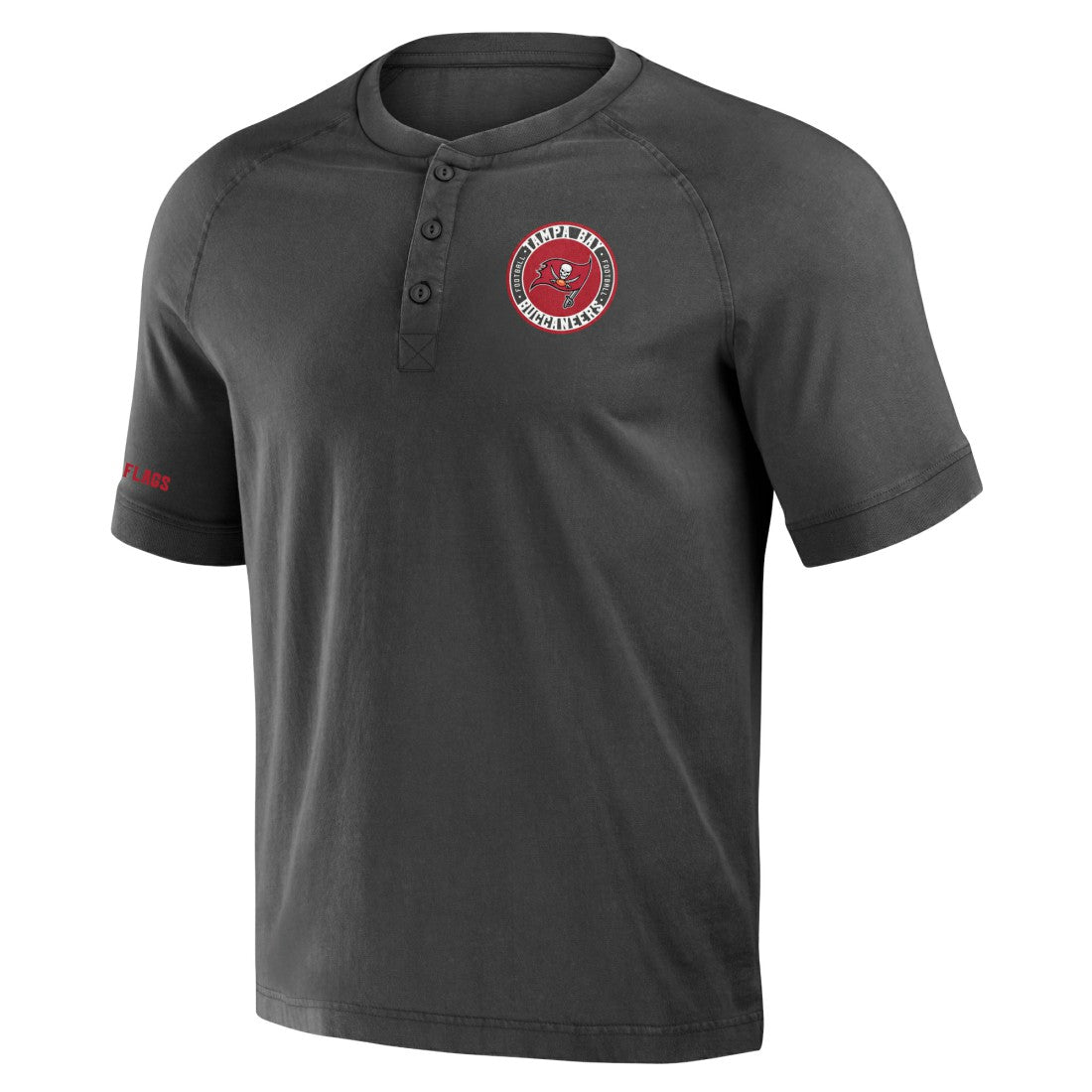 Tampa Bay Buccaneers NFL x Darius Rucker Collection Washed Raglan Henley T-Shirt - Pewter T-shirts