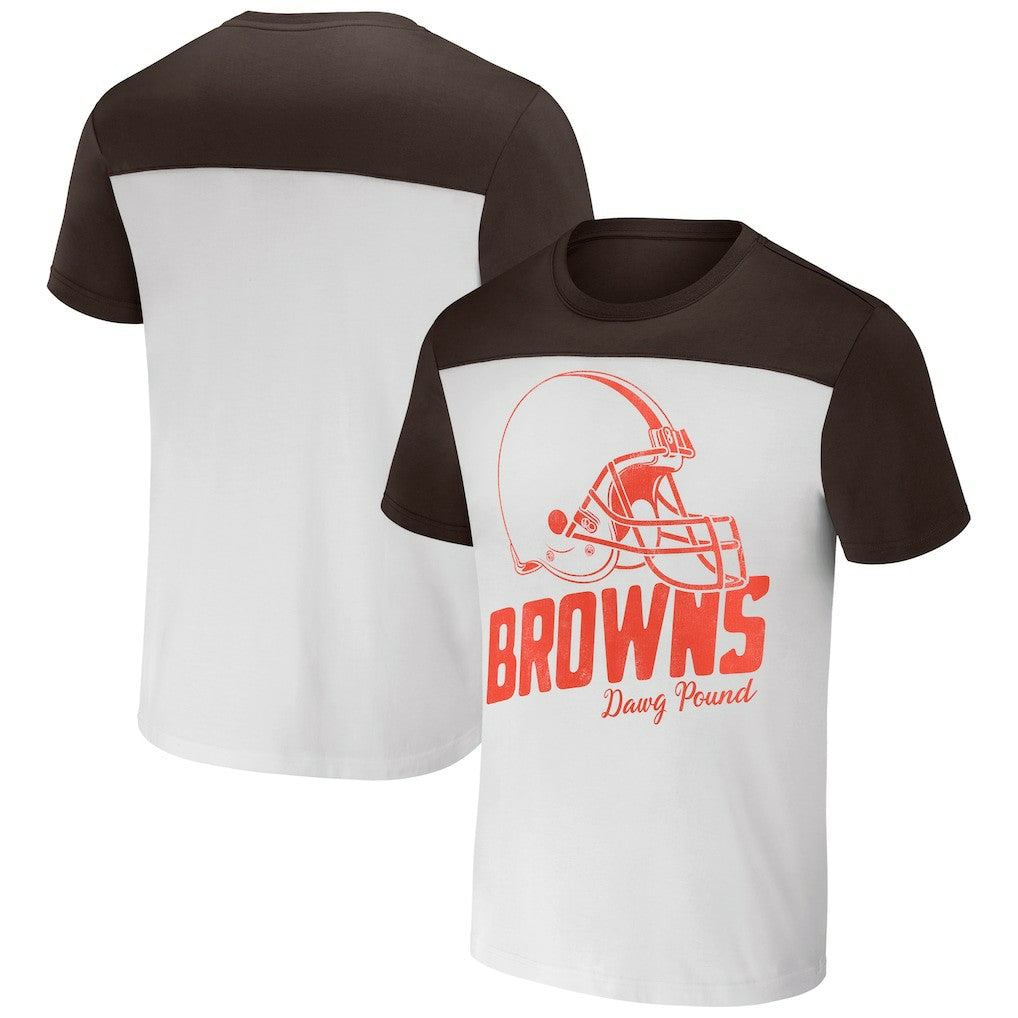 Cleveland Browns NFL x Darius Rucker Collection Colorblocked T-Shirt - White/Brown T-shirts