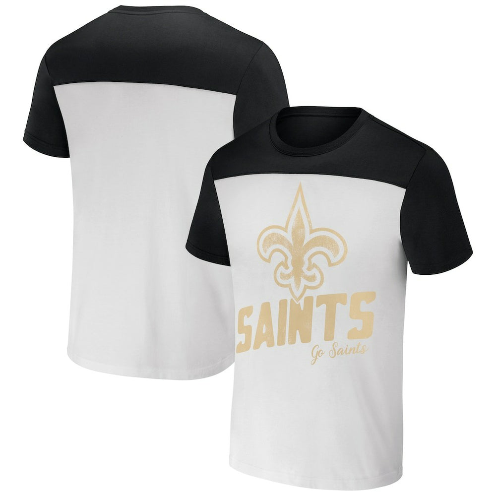 New Orleans Saints NFL x Darius Rucker Collection Colorblocked T-Shirt - White/Black T-shirts
