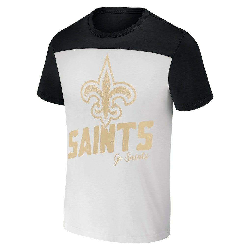 New Orleans Saints NFL x Darius Rucker Collection Colorblocked T-Shirt - White/Black T-shirts