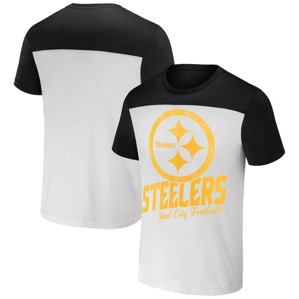 Pittsburgh Steelers NFL x Darius Rucker Collection Colorblocked T-Shirt - White/Black T-shirts