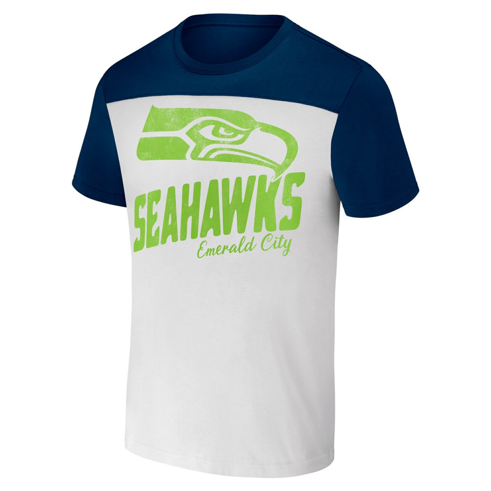 Seattle Seahawks NFL x Darius Rucker Collection Colorblocked T-Shirt - White/College Navy T-shirts