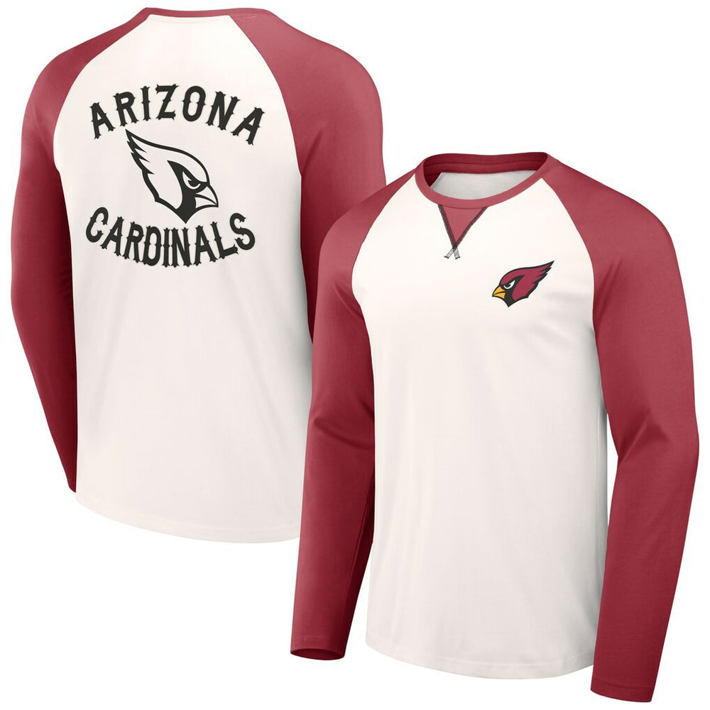 Arizona Cardinals NFL x Darius Rucker Collection Long Sleeve Raglan T-Shirt - Cream/Cardinal T-shirts