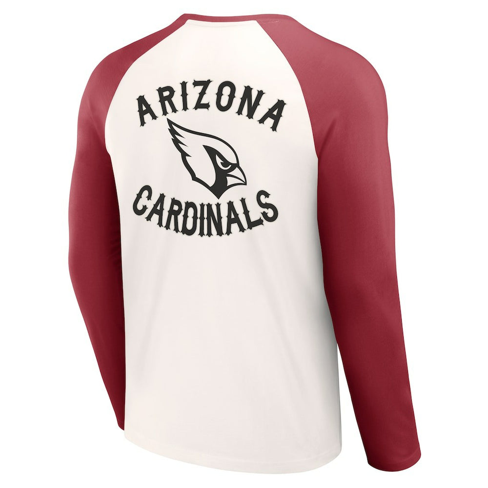 Arizona Cardinals NFL x Darius Rucker Collection Long Sleeve Raglan T-Shirt - Cream/Cardinal T-shirts