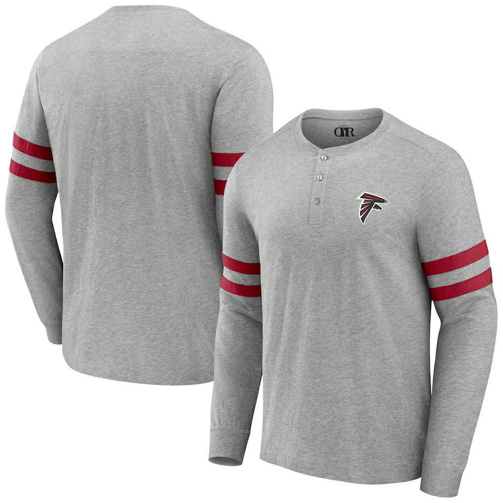 Atlanta Falcons NFL x Darius Rucker Collection Henley Long Sleeve T-Shirt - Heather Gray T-shirts