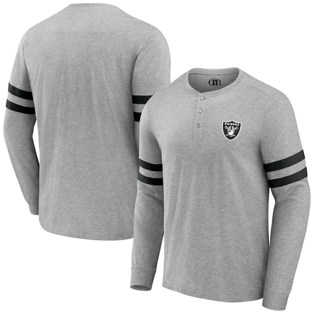 Las Vegas Raiders NFL x Darius Rucker Collection Henley Long Sleeve T-Shirt - Heather Gray T-shirts