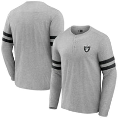Las Vegas Raiders NFL x Darius Rucker Collection Henley Long Sleeve T-Shirt - Heather Gray T-shirts