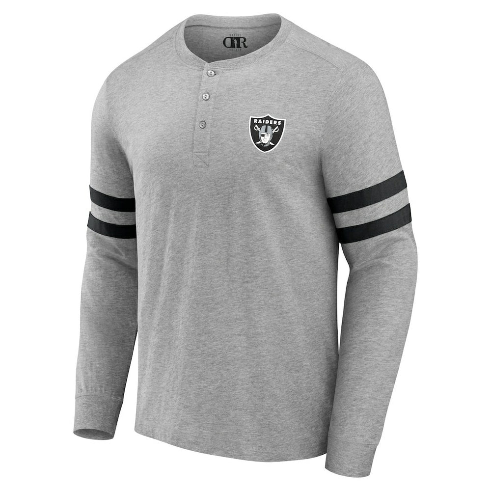 Las Vegas Raiders NFL x Darius Rucker Collection Henley Long Sleeve T-Shirt - Heather Gray T-shirts