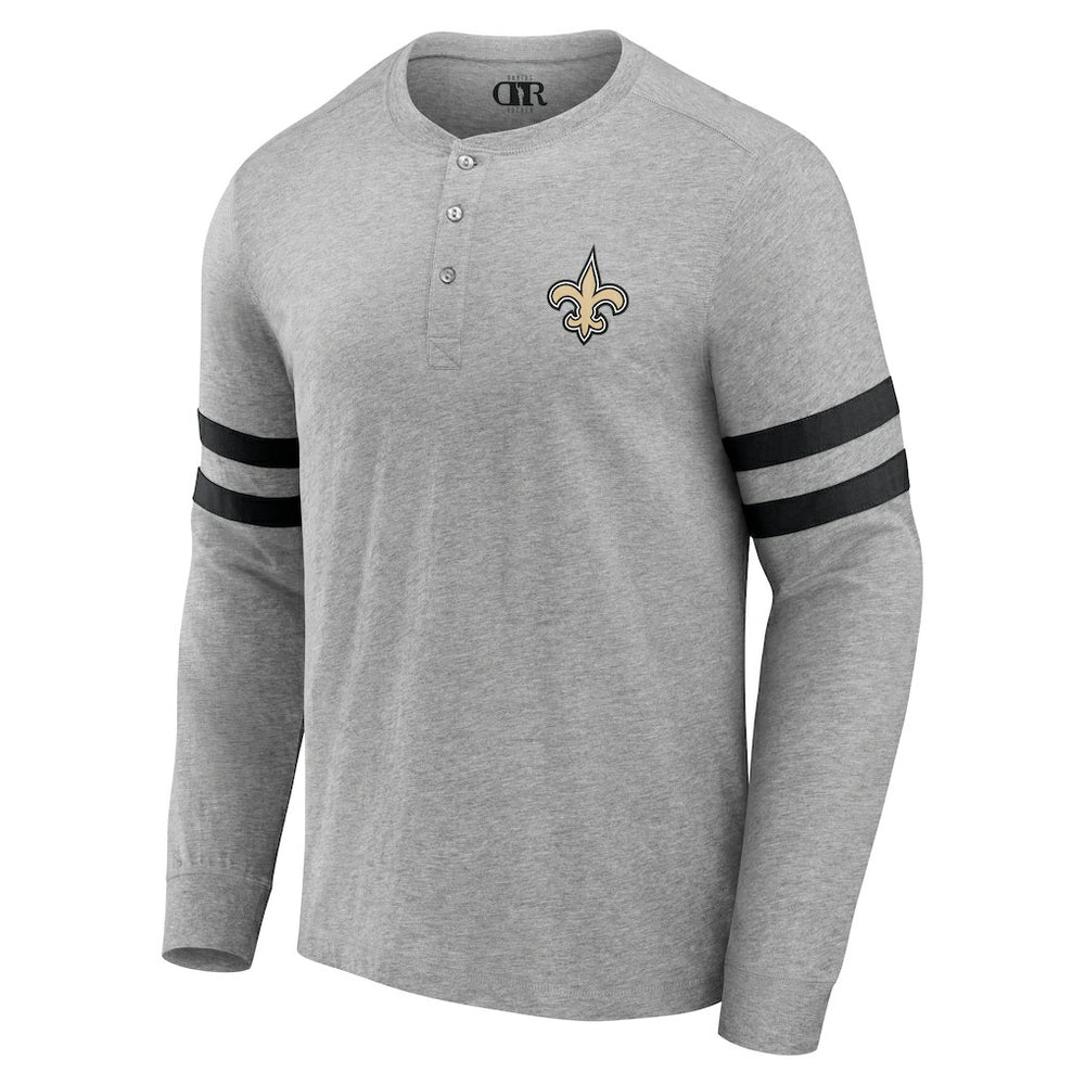 New Orleans Saints NFL x Darius Rucker Collection Henley Long Sleeve T-Shirt - Heather Gray T-shirts