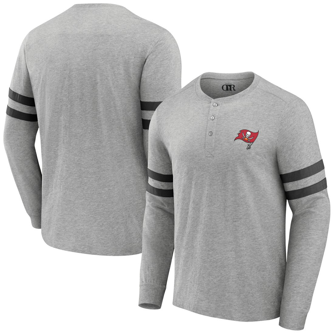 Tampa Bay Buccaneers NFL x Darius Rucker Collection Henley Long Sleeve T-Shirt - Heather Gray T-shirts