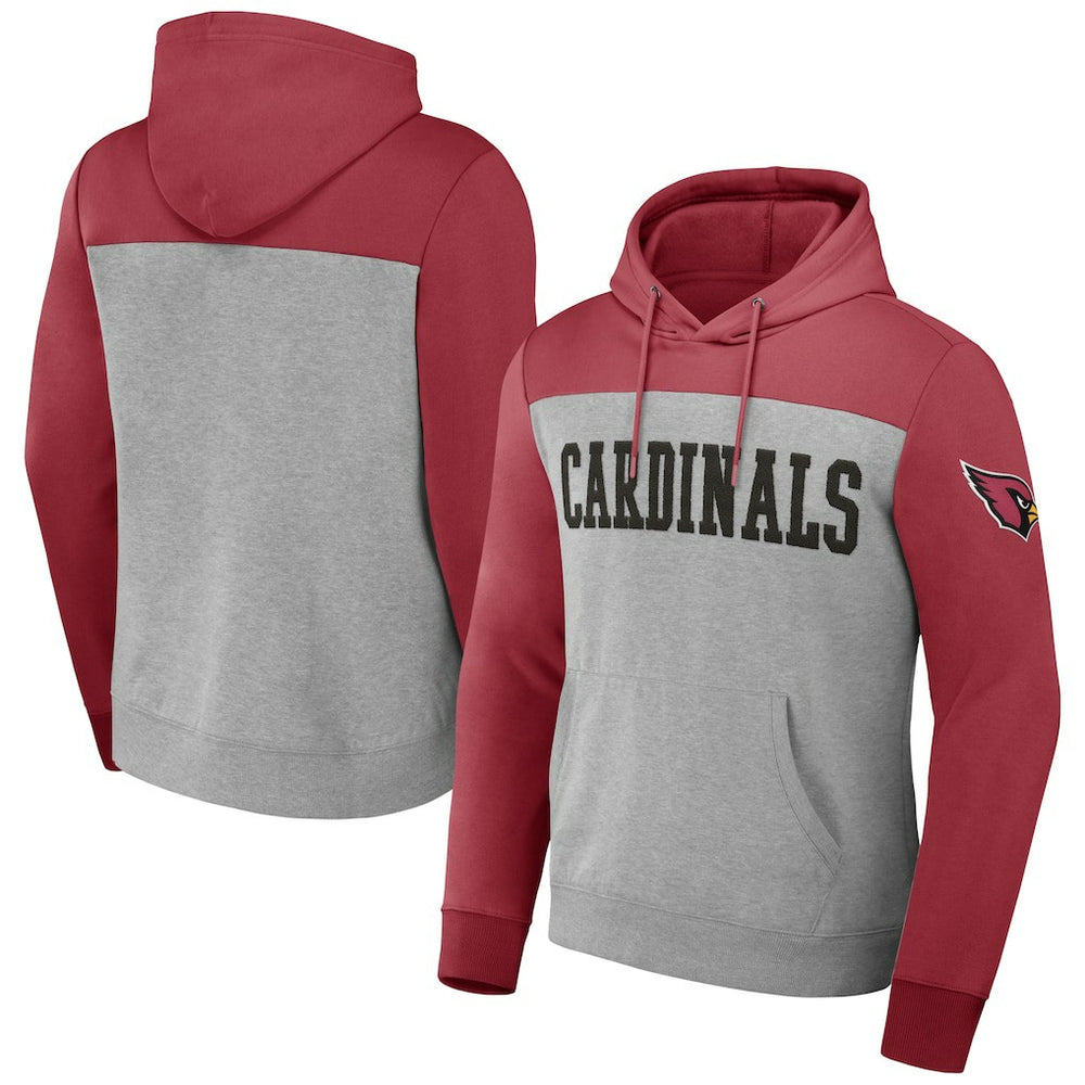 Arizona Cardinals NFL x Darius Rucker Collection Color Blocked Pullover Hoodie - Heather Gray Hoodies