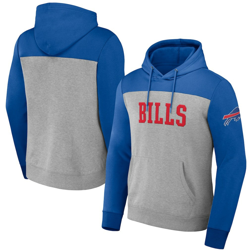Buffalo Bills NFL x Darius Rucker Collection Color Blocked Pullover Hoodie - Heather Gray Hoodies