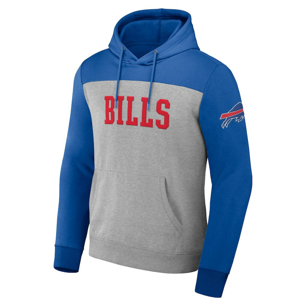 Buffalo Bills NFL x Darius Rucker Collection Color Blocked Pullover Hoodie - Heather Gray Hoodies