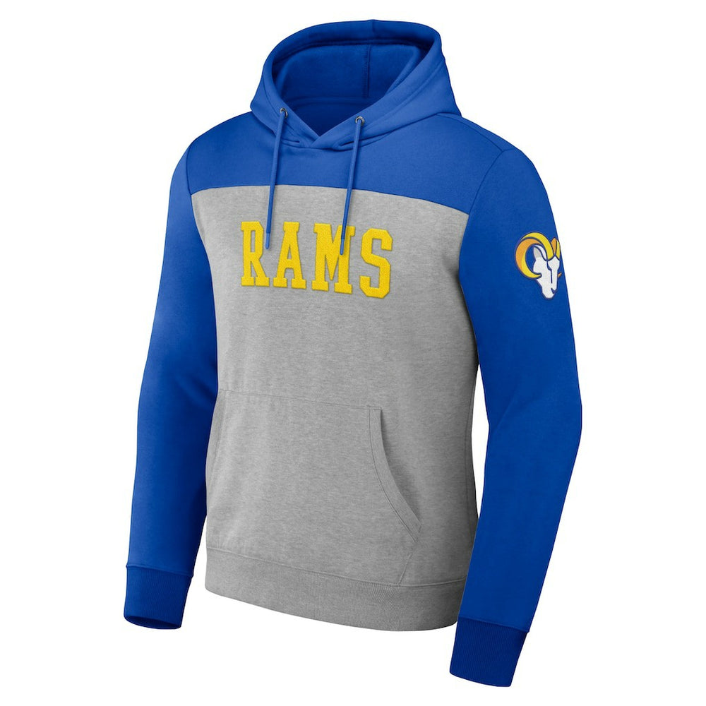Los Angeles Rams NFL x Darius Rucker Collection Color Blocked Pullover Hoodie - Heather Gray Hoodies