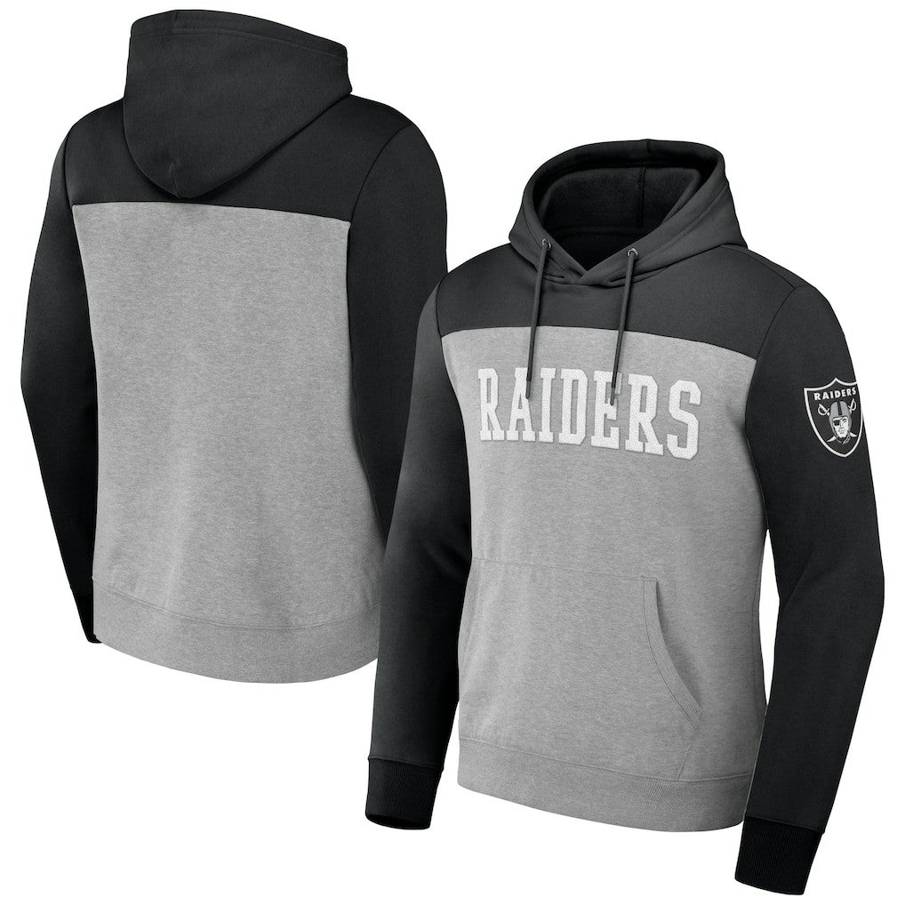 Las Vegas Raiders NFL x Darius Rucker Collection Color Blocked Pullover Hoodie - Heather Gray Hoodies