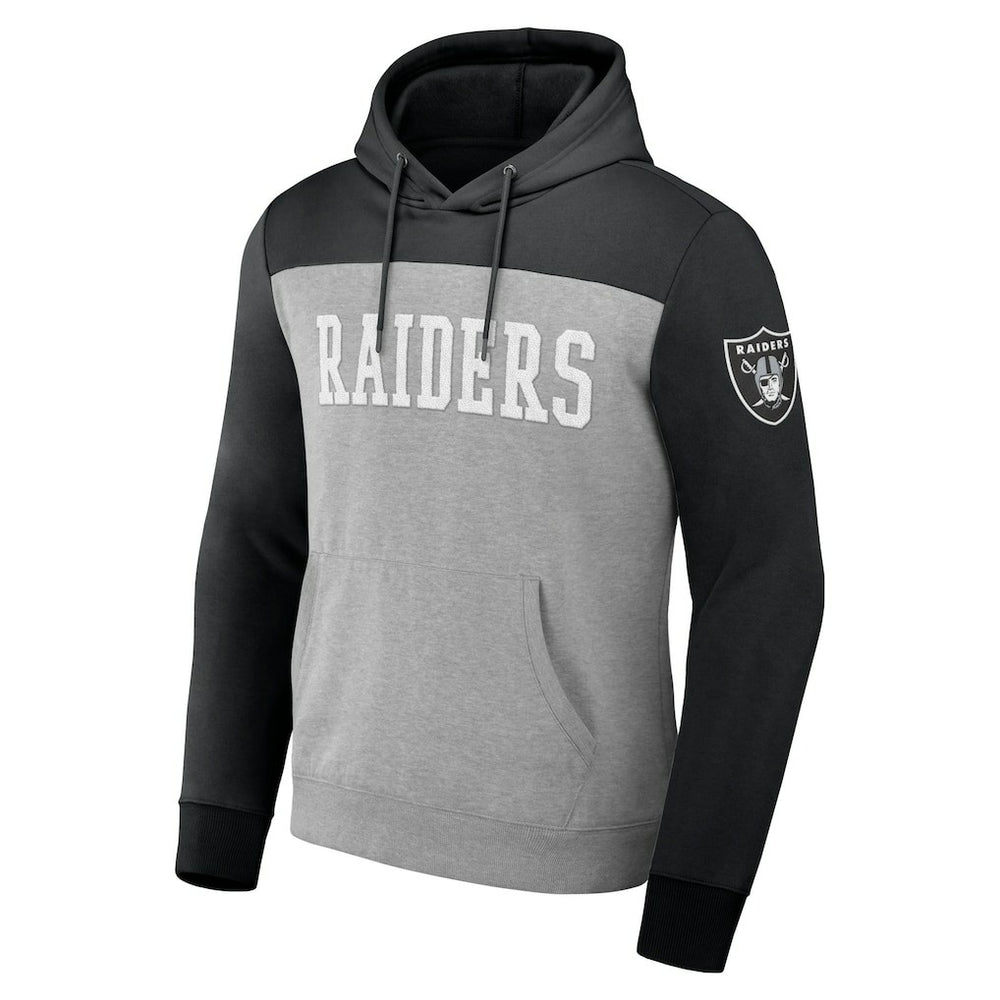 Las Vegas Raiders NFL x Darius Rucker Collection Color Blocked Pullover Hoodie - Heather Gray Hoodies