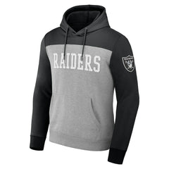 Las Vegas Raiders NFL x Darius Rucker Collection Color Blocked Pullover Hoodie - Heather Gray Hoodies