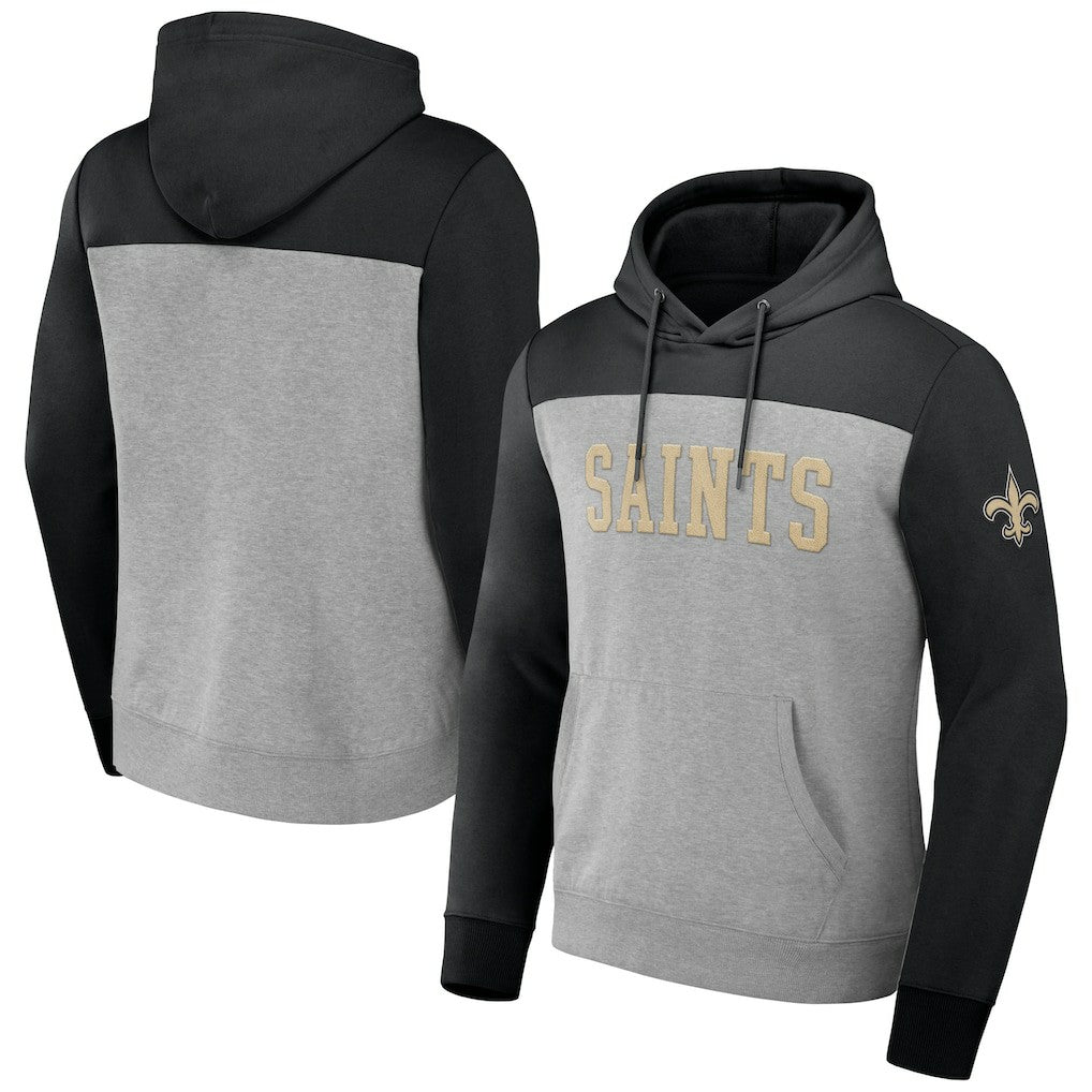 New Orleans Saints NFL x Darius Rucker Collection Color Blocked Pullover Hoodie - Heather Gray Hoodies