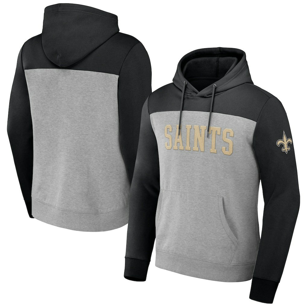 New Orleans Saints NFL x Darius Rucker Collection Color Blocked Pullover Hoodie - Heather Gray Hoodies