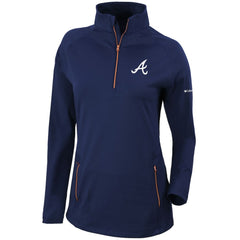 Atlanta Braves Columbia Women's Omni-Wick Outward Nine Quarter-Zip Pullover Top - Navy Pullover