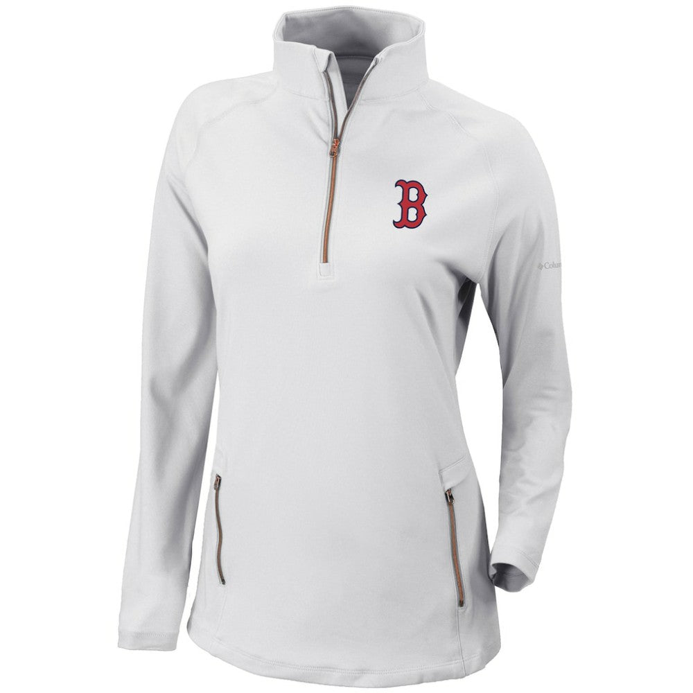 Boston Red Sox Columbia Women's Omni-Wick Outward Nine Quarter-Zip Pullover Top - White Pullover