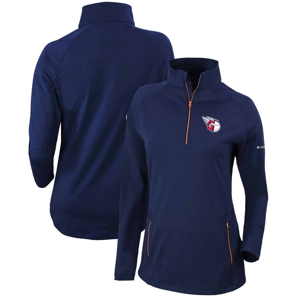 Cleveland Guardians Columbia Women's Omni-Wick Outward Nine Quarter-Zip Pullover Top - Navy Pullover