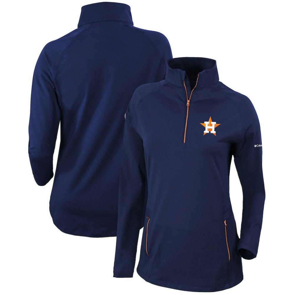 Houston Astros Columbia Women's Omni-Wick Outward Nine Quarter-Zip Pullover Top - Navy Pullover