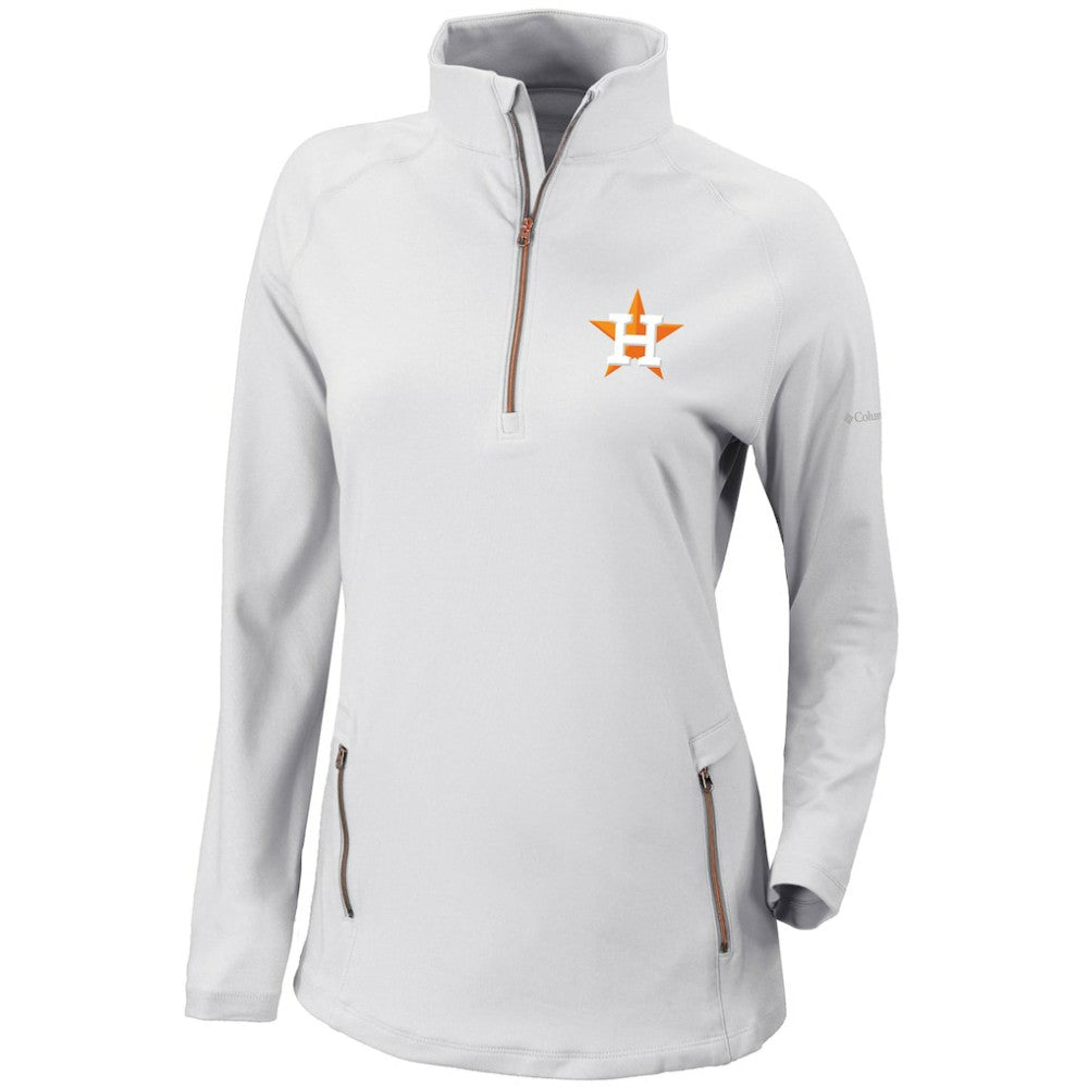 Houston Astros Columbia Women's Omni-Wick Outward Nine Quarter-Zip Pullover Top - White Pullover