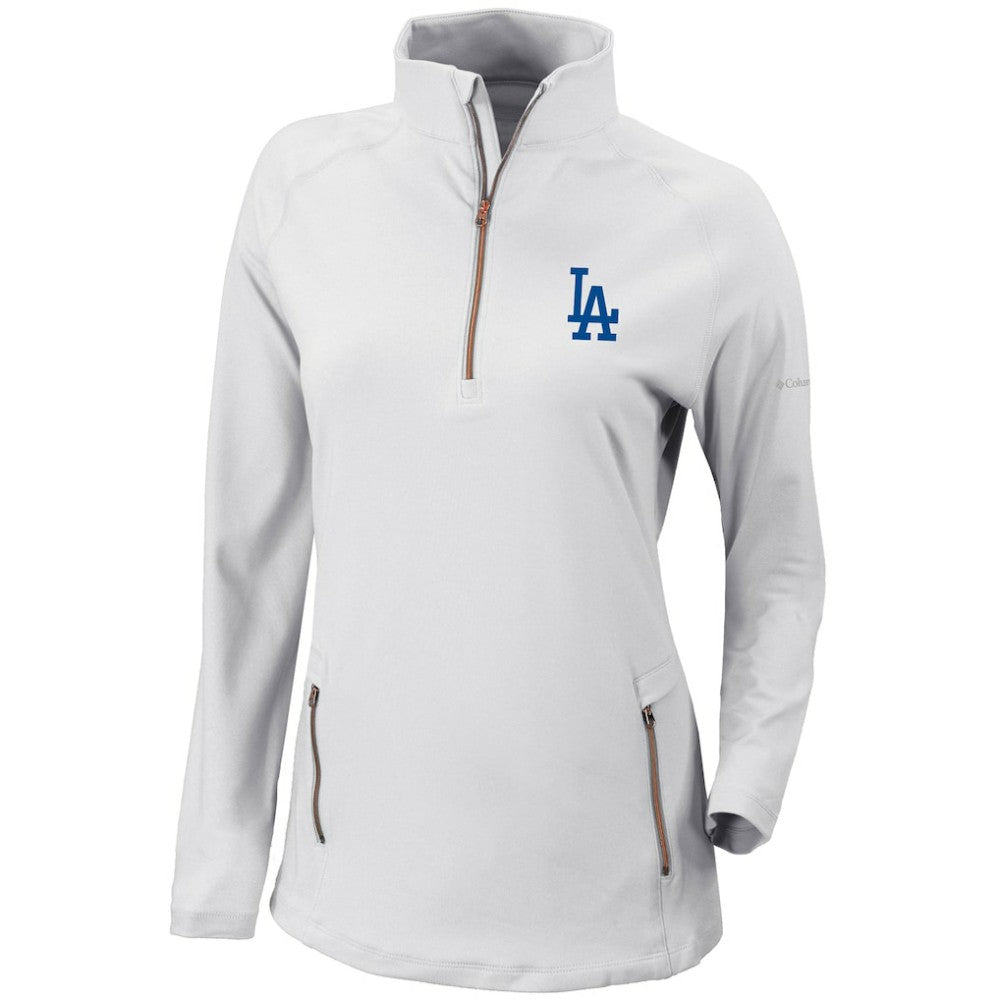 Los Angeles Dodgers Columbia Women's Omni-Wick Outward Nine Quarter-Zip Pullover Top - White Pullover