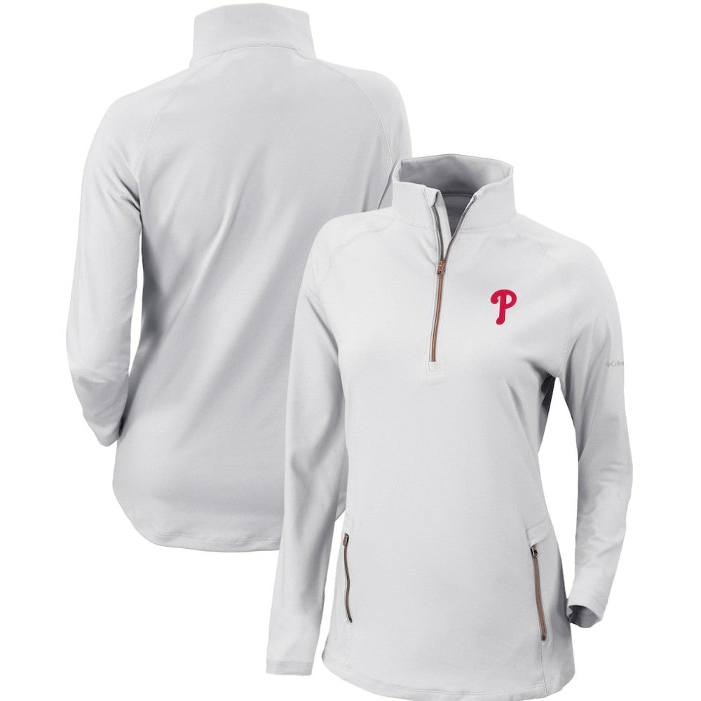 Philadelphia Phillies Columbia Women's Omni-Wick Outward Nine Quarter-Zip Pullover Top - White Pullover