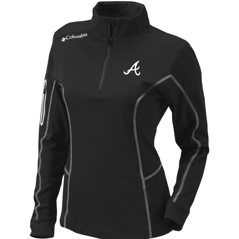 Atlanta Braves Columbia Women's Omni-Wick Shotgun Quarter-Zip Pullover Top - Black Pullover