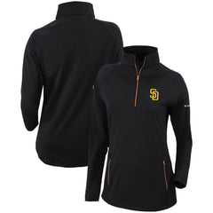 San Diego Padres Columbia Women's Omni-Wick Outward Nine Quarter-Zip Pullover Top - Black Pullover
