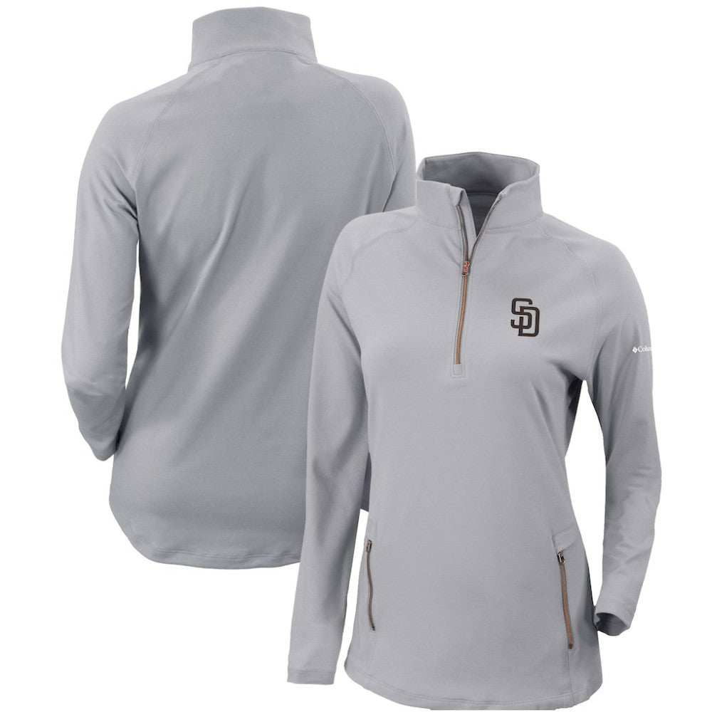 San Diego Padres Columbia Women's Omni-Wick Outward Nine Quarter-Zip Pullover Top - Gray Pullover