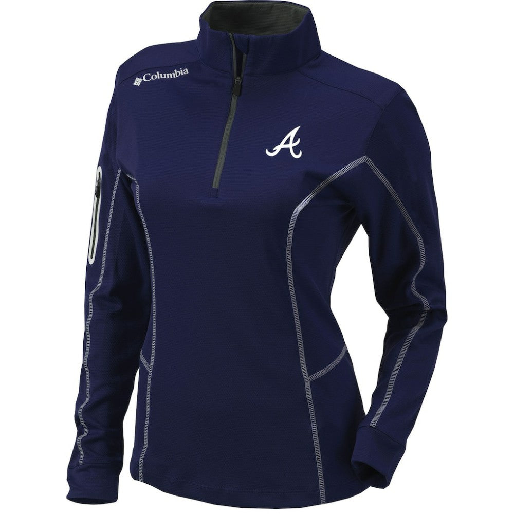 Atlanta Braves Columbia Women's Omni-Wick Shotgun Quarter-Zip Pullover Top - Navy Pullover