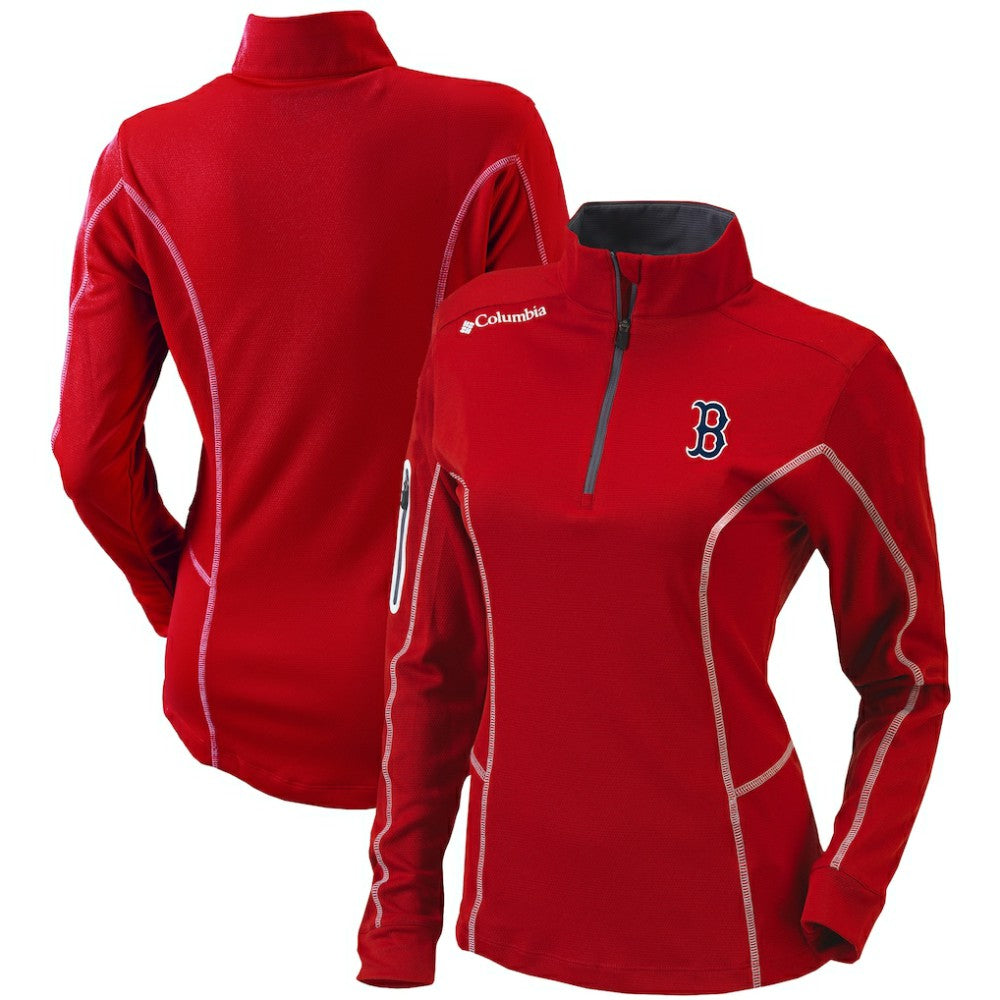 Boston Red Sox Columbia Women's Omni-Wick Shotgun Quarter-Zip Pullover Top - Red Pullover
