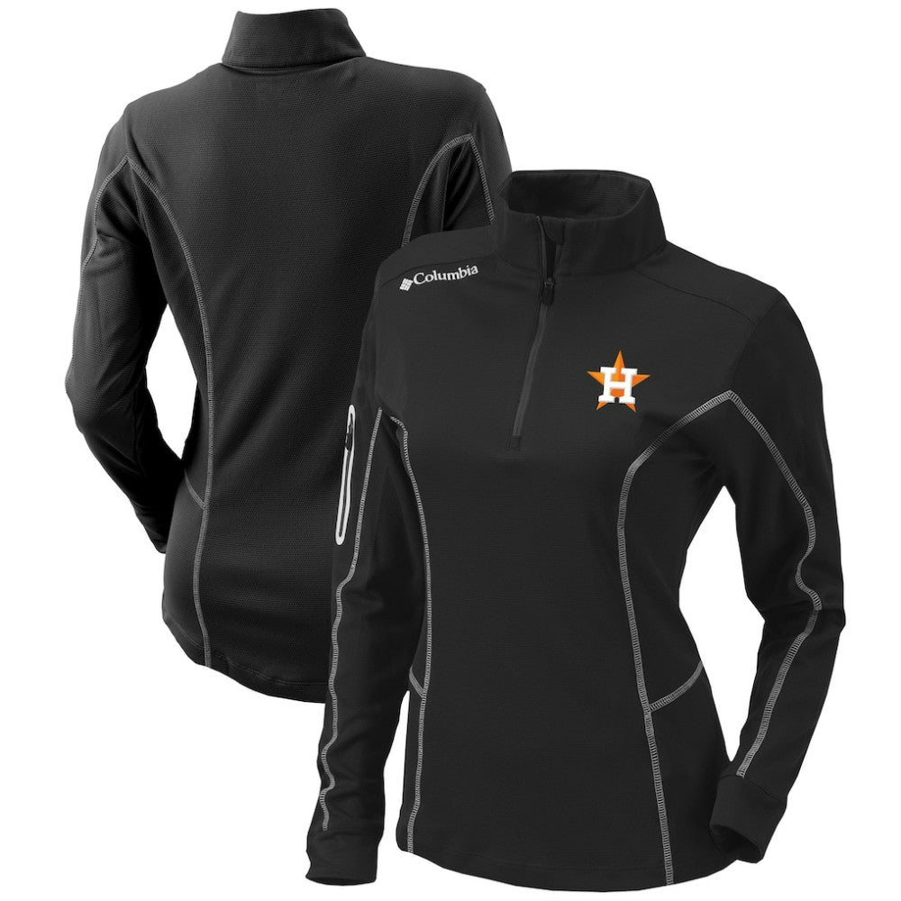 Houston Astros Columbia Women's Omni-Wick Shotgun Quarter-Zip Pullover Top - Black Pullover