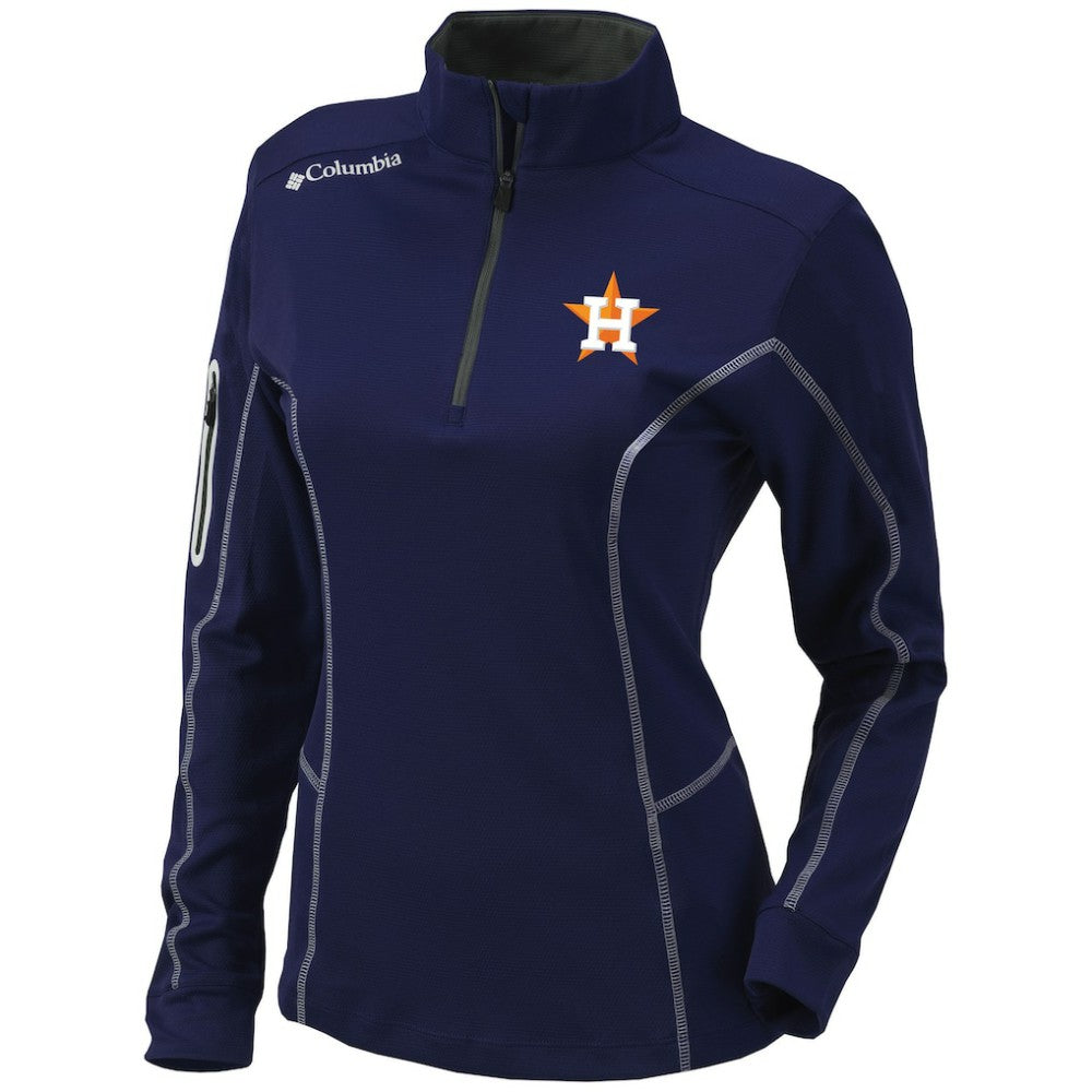 Houston Astros Columbia Women's Omni-Wick Shotgun Quarter-Zip Pullover Top - Navy Pullover