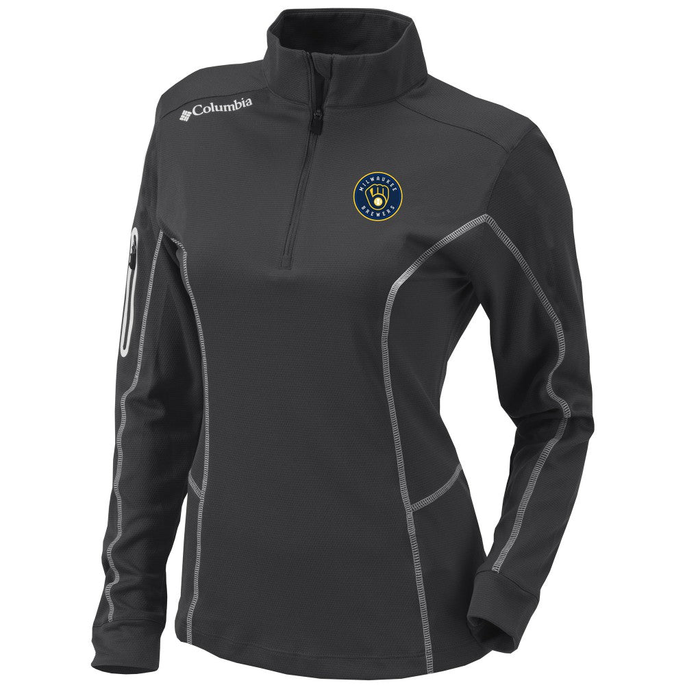 Milwaukee Brewers Columbia Women's Omni-Wick Shotgun Quarter-Zip Pullover Top - Charcoal Pullover