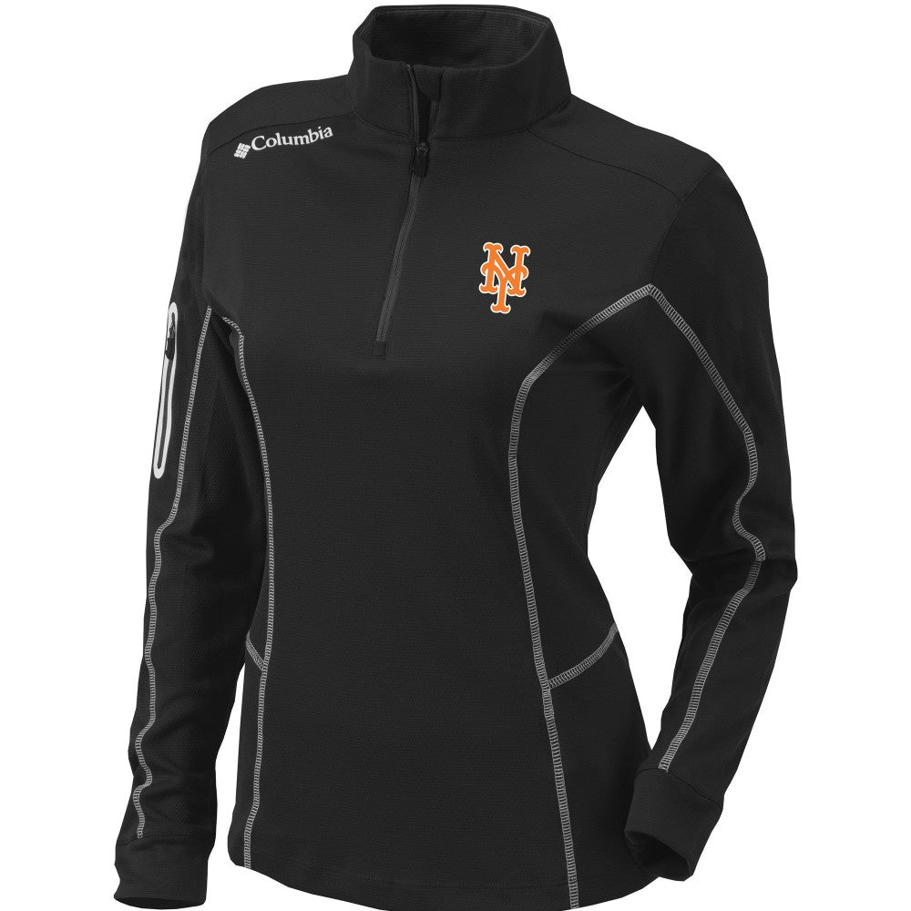 New York Mets Columbia Women's Omni-Wick Shotgun Quarter-Zip Pullover Top - Black Pullover