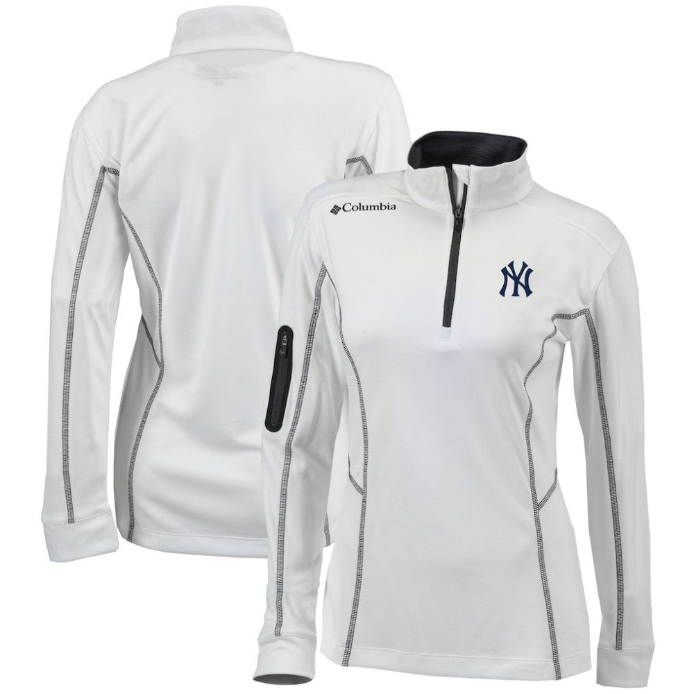New York Yankees Columbia Women's Omni-Wick Shotgun Quarter-Zip Pullover Top - White Pullover