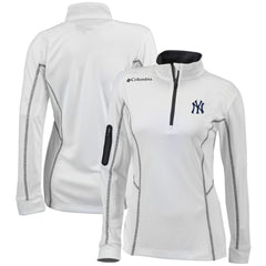New York Yankees Columbia Women's Omni-Wick Shotgun Quarter-Zip Pullover Top - White Pullover