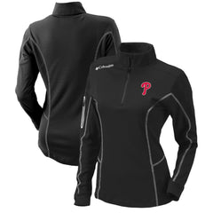 Philadelphia Phillies Columbia Women's Omni-Wick Shotgun Quarter-Zip Pullover Top - Black Pullover
