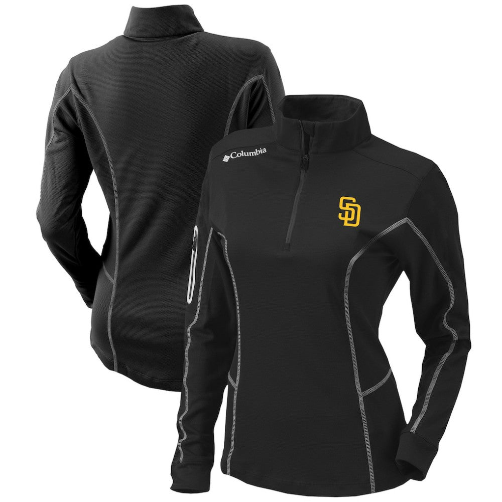 San Diego Padres Columbia Women's Omni-Wick Shotgun Quarter-Zip Pullover Top - Black Pullover