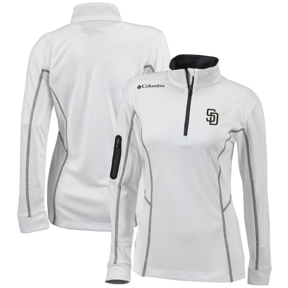 San Diego Padres Columbia Women's Omni-Wick Shotgun Quarter-Zip Pullover Top - White Pullover
