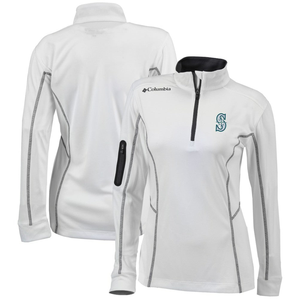 Seattle Mariners Columbia Women's Omni-Wick Shotgun Quarter-Zip Pullover Top - White Pullover