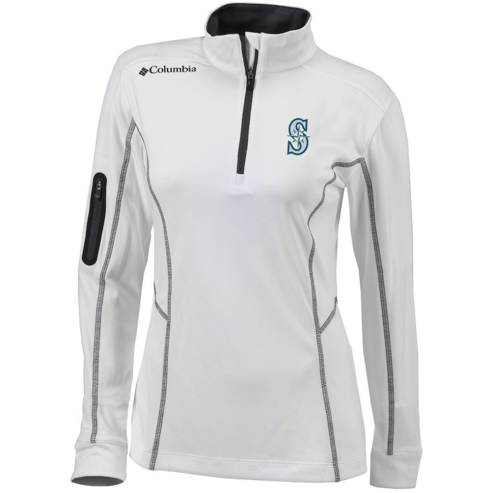 Seattle Mariners Columbia Women's Omni-Wick Shotgun Quarter-Zip Pullover Top - White Pullover